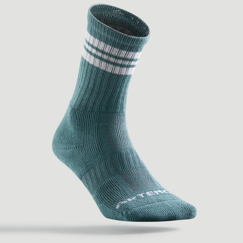 Tennissocken RS500 High 3er Pack blau/weiß/grün Decathlon