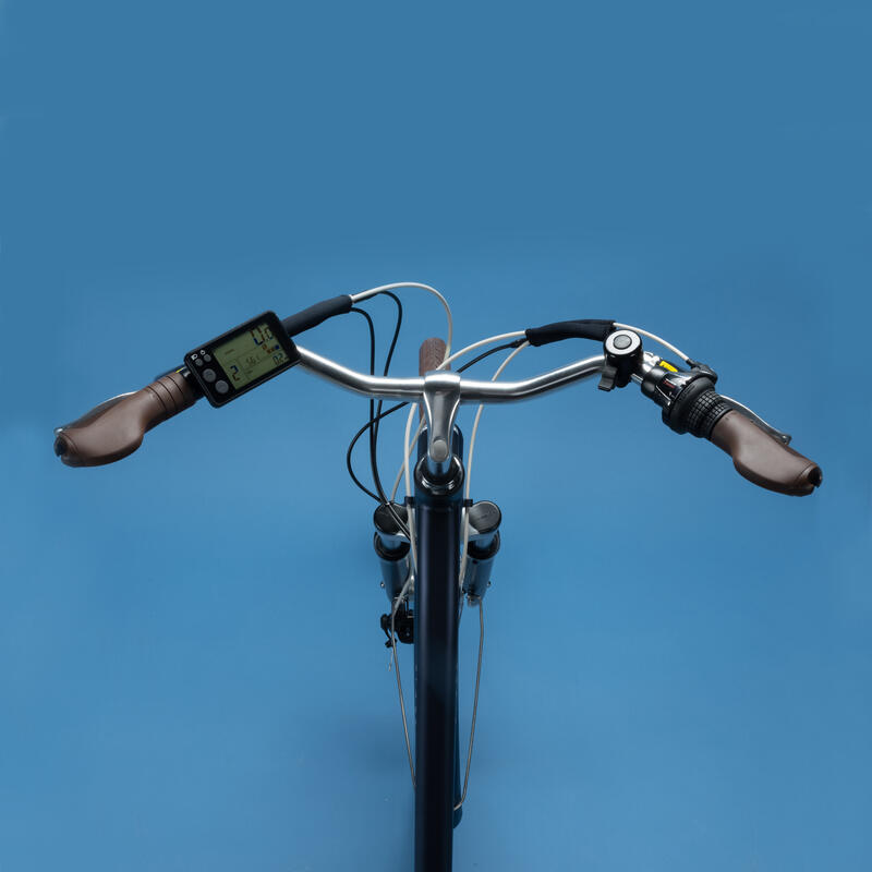 Bicicleta eléctrica urbana Ebike cuadro alto Elops 900 azul marino