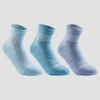 Kids' Mid Sports Socks RS 500 Tri-Pack - Blue Lines