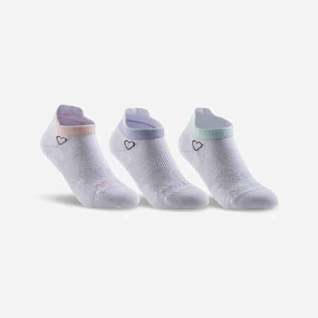 Kids' Low-Cut Sports Socks RS 160 Tri-Pack - White/Heart Logo