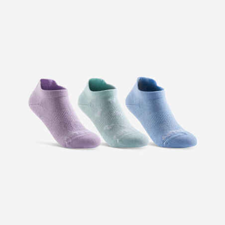 Kids' Low Tennis Socks Tri-Pack RS 160 - Blue/Green/Purple