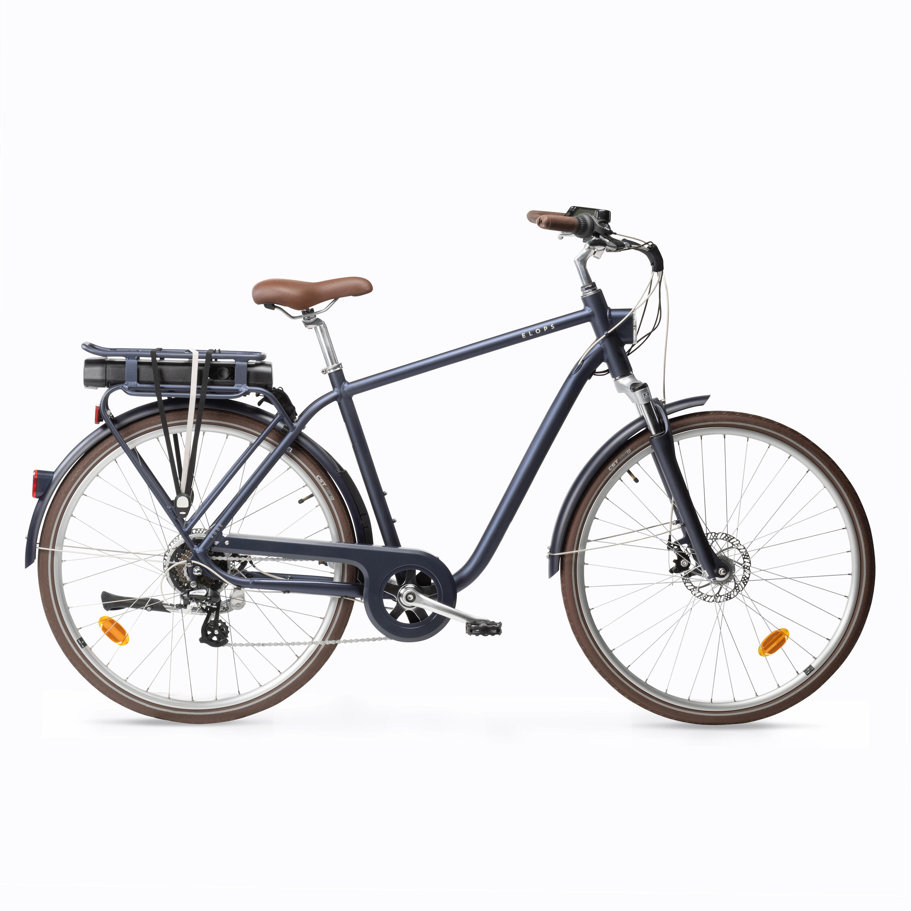 Elektrische stadsfiets Elops 900 hoog frame marineblauw 4/45