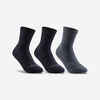 Čarape za sportove s reketom 500 visoke dječje crno-sive 3 para