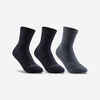 CHAUSSETTES DE SPORT ENFANT HAUTES ARTENGO RS 500 NOIR GRIS LOT DE 3