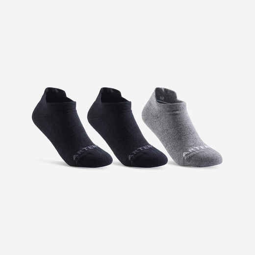 
      Kids' Low-Cut Tennis Socks Tri-Pack RS 160 - Black/Black/Grey
  