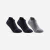 Tennissocken RS 160 Low Kinder 3er-Pack schwarz/schwarz/grau