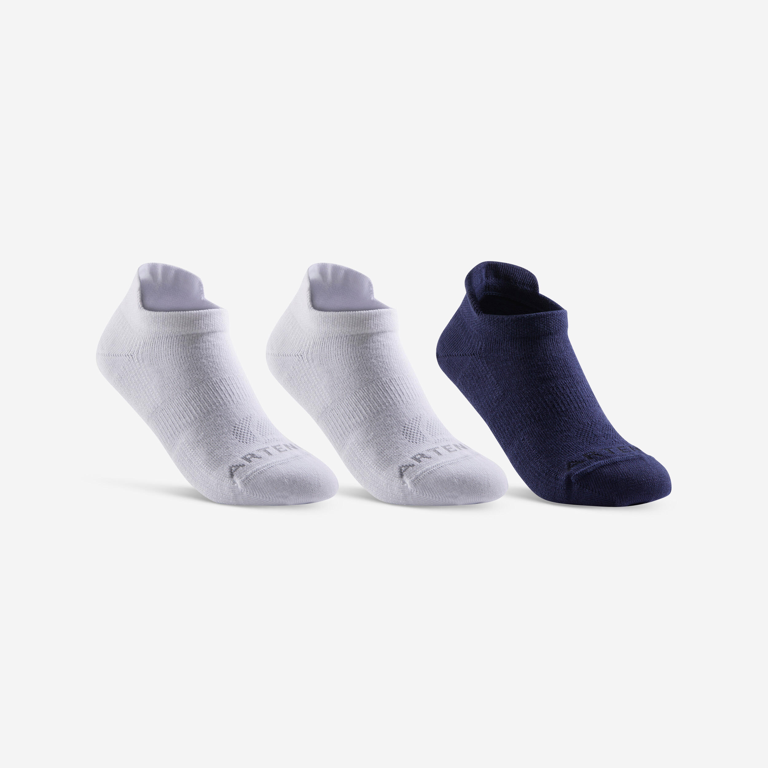 CHILDREN'S LOW SPORTS SOCKS ARTENGO RS 160 NAVY WHITE SET OF 3