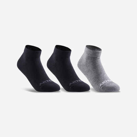 
      Čarape za tenis RS 160 Mid srednje visoke dječje 3 para crne-sive
  