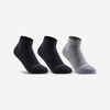 CHAUSSETTES DE SPORT ENFANT MI-HAUTES ARTENGO RS 160  NOIR GRIS LOT DE 3