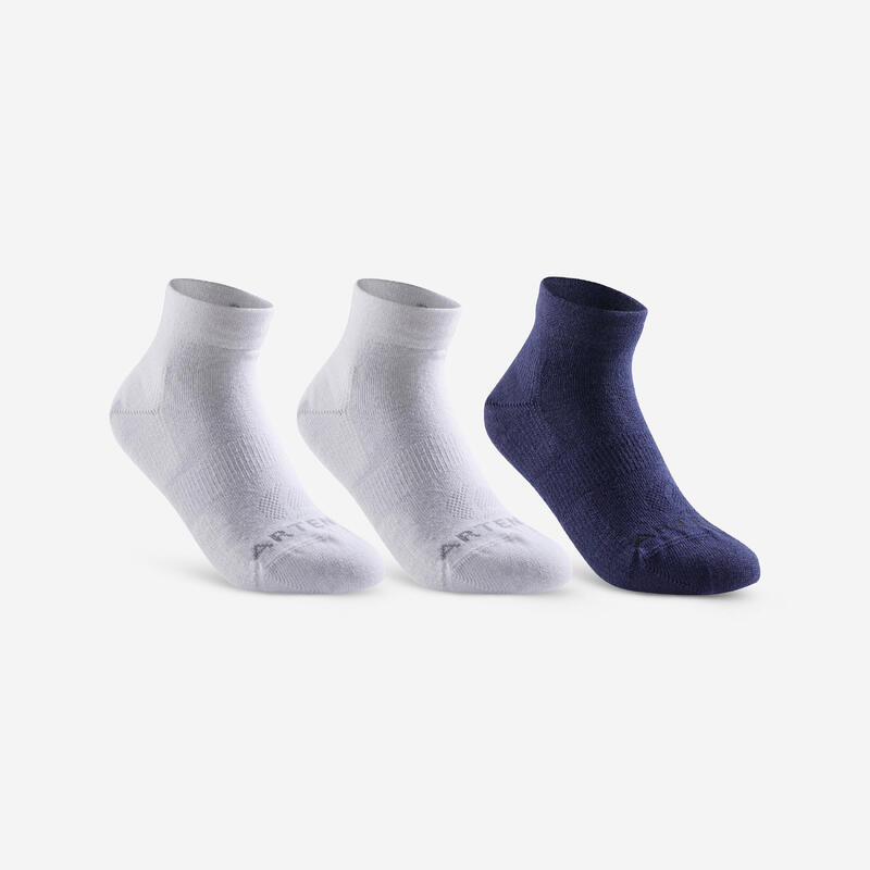 Çocuk Tenis Çorabı - Orta Boy Konçlu - 3 Çift - Lacivert / Beyaz - RS160