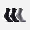 CHAUSSETTES DE SPORT ENFANT HAUTES  ARTENGO RS 160 NOIR GRIS LOT DE 3