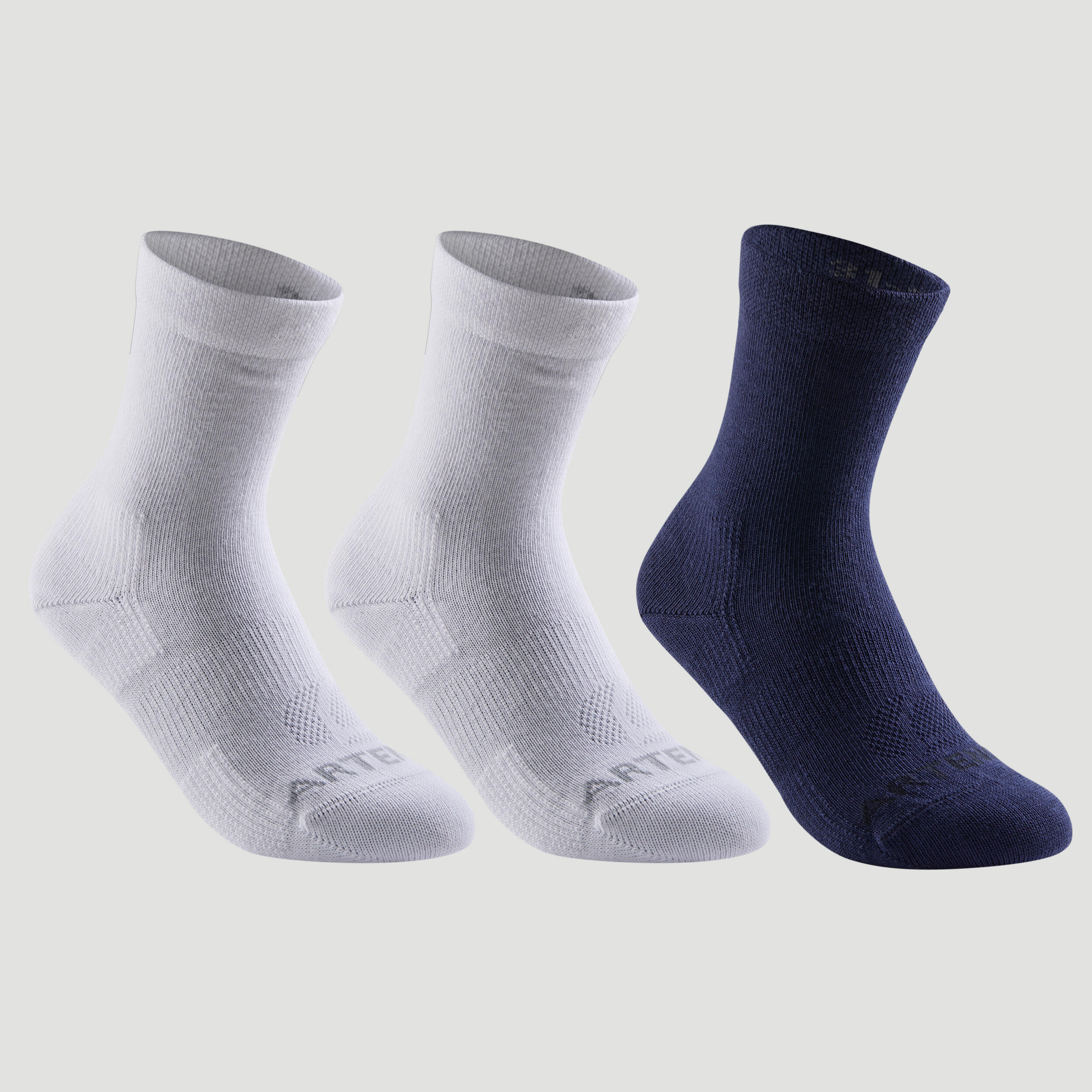 RS160 sports socks - Kids - Snow white, Snow white, Navy blue - Artengo ...