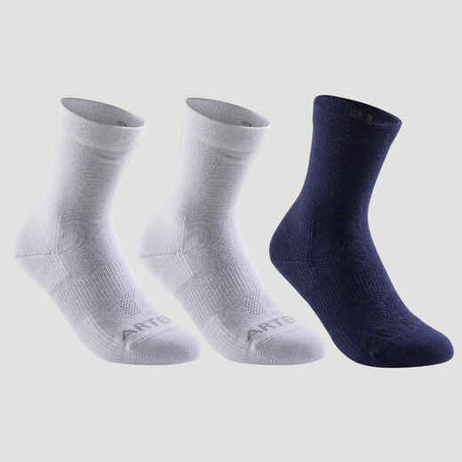 
      Detské športové ponožky RS 160 vysoké 3 páry tmavomodro-biele
  