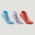 Sportstrumpa Low 3-pack Artengo RS 160 junior vit/korall/blå