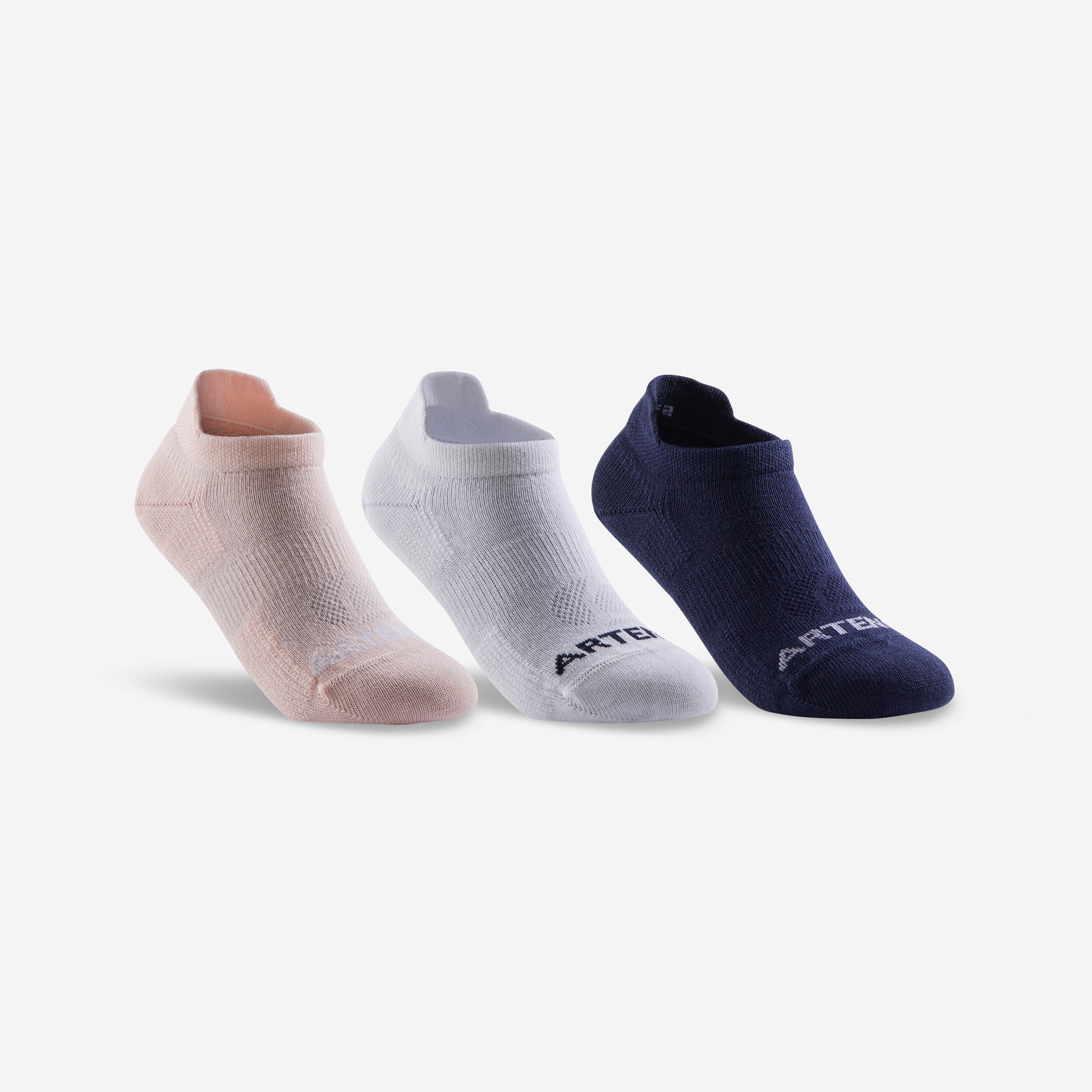 Kids' Low Tennis Socks RS 160 Tri-Pack - Pink/White/Navy