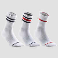 High Tennis Socks RS 500 Tri-Pack - Retro White