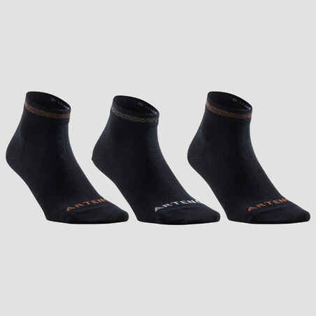 CHAUSSETTES DE SPORT MI-HAUTES ARTENGO RS 160 NOIR LOT DE 3