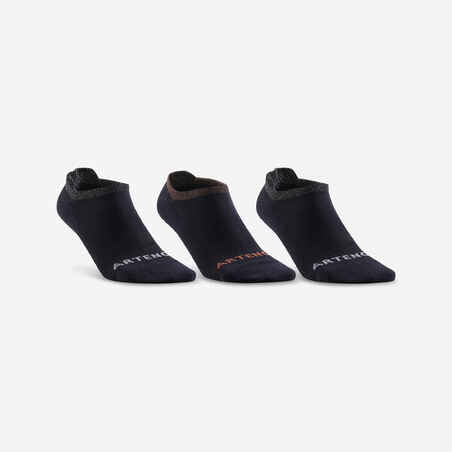 Low Sports Socks RS 160 Tri-Pack - Glossy Black - Decathlon