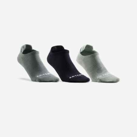 CHAUSSETTES DE SPORT BASSES ARTENGO RS 160 KAKI CLAIR NOIR KAKI LOT DE 3