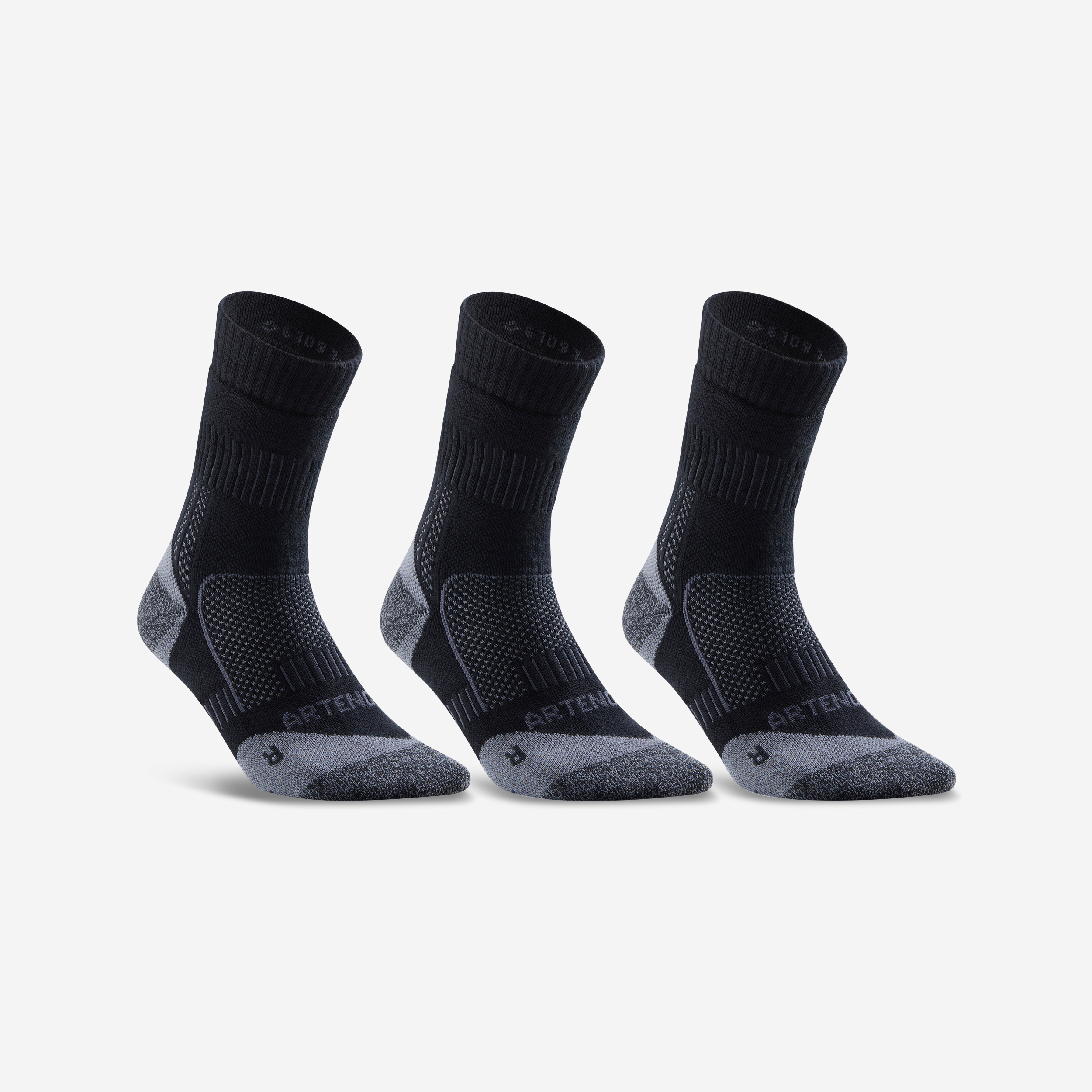 Chaussettes de sport hautes rs 900 noir gris lot de 3 - Tennis - Artengo- Clubs - Entreprises - Collectivités - Associations