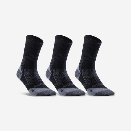 CHAUSSETTES DE SPORT HAUTES RS 900 NOIR GRIS LOT DE 3