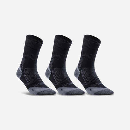 Črne in sive visoke nogavice RS500 za odrasle (3 pari)