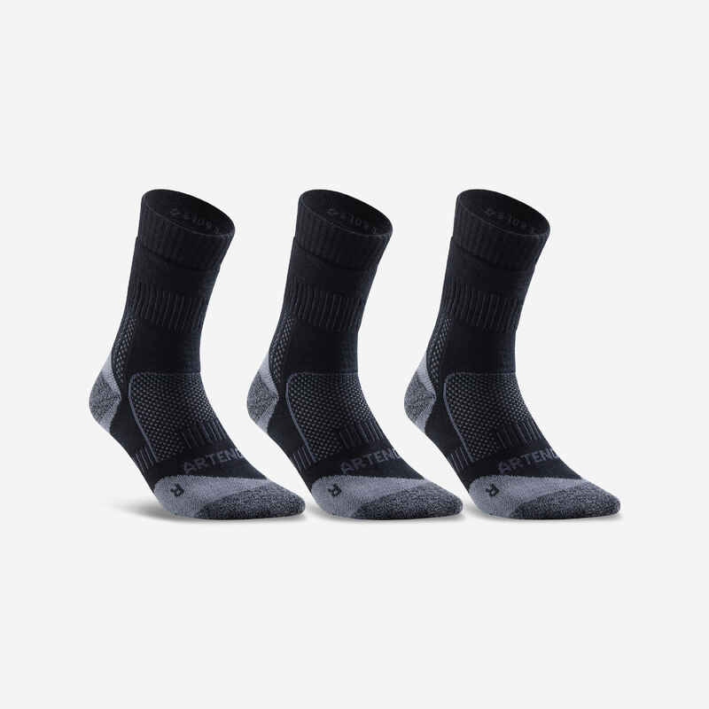 Ψηλές αθλητικές κάλτσες RS 900, 3 ζεύγη - Μαύρο/Γκρι
