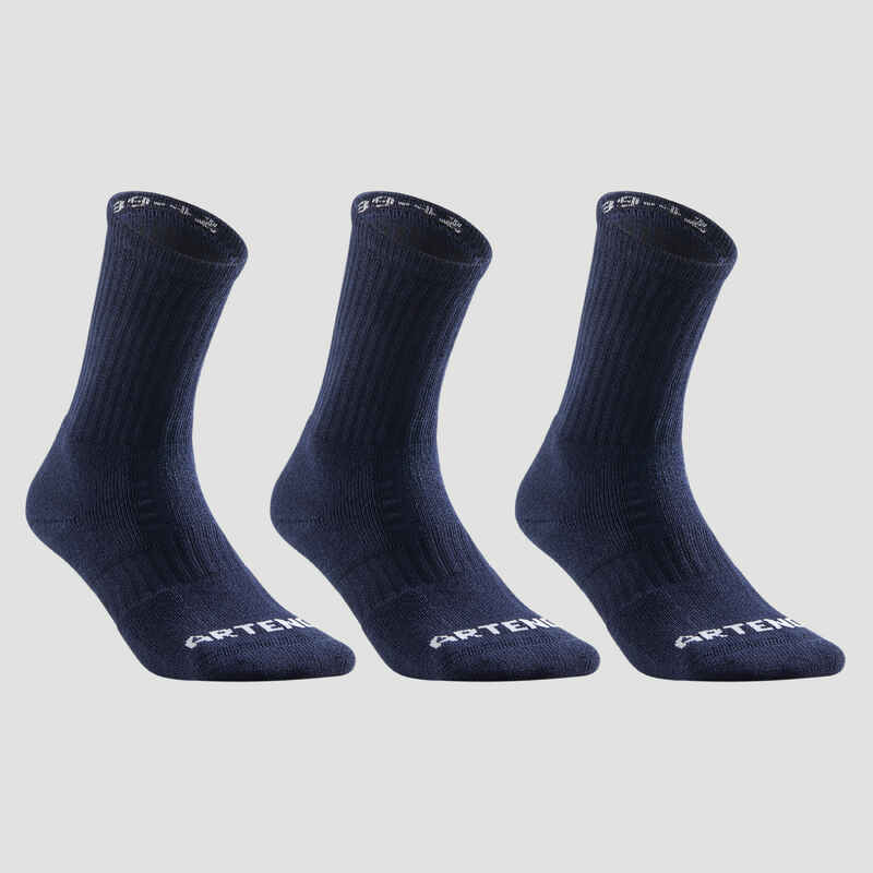 Tennissocken RS 500 High Lang 3er-Pack marineblau