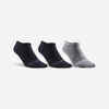 Čarape za sportove s reketom RS160 Low niske za odrasle crno-sive 3 para