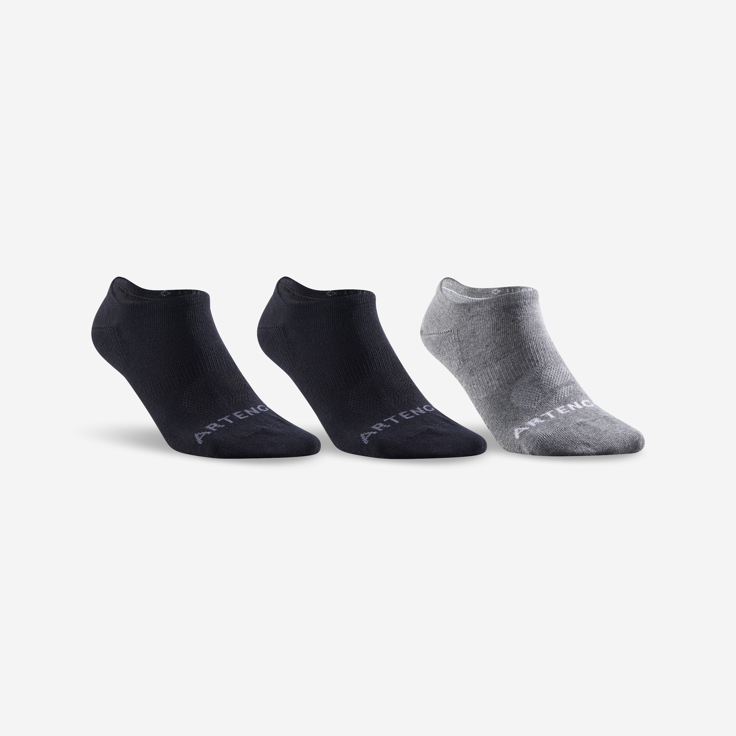 CHAUSSETTES DE SPORT BASSES ARTENGO RS 160 NOIR GRIS LOT DE 3