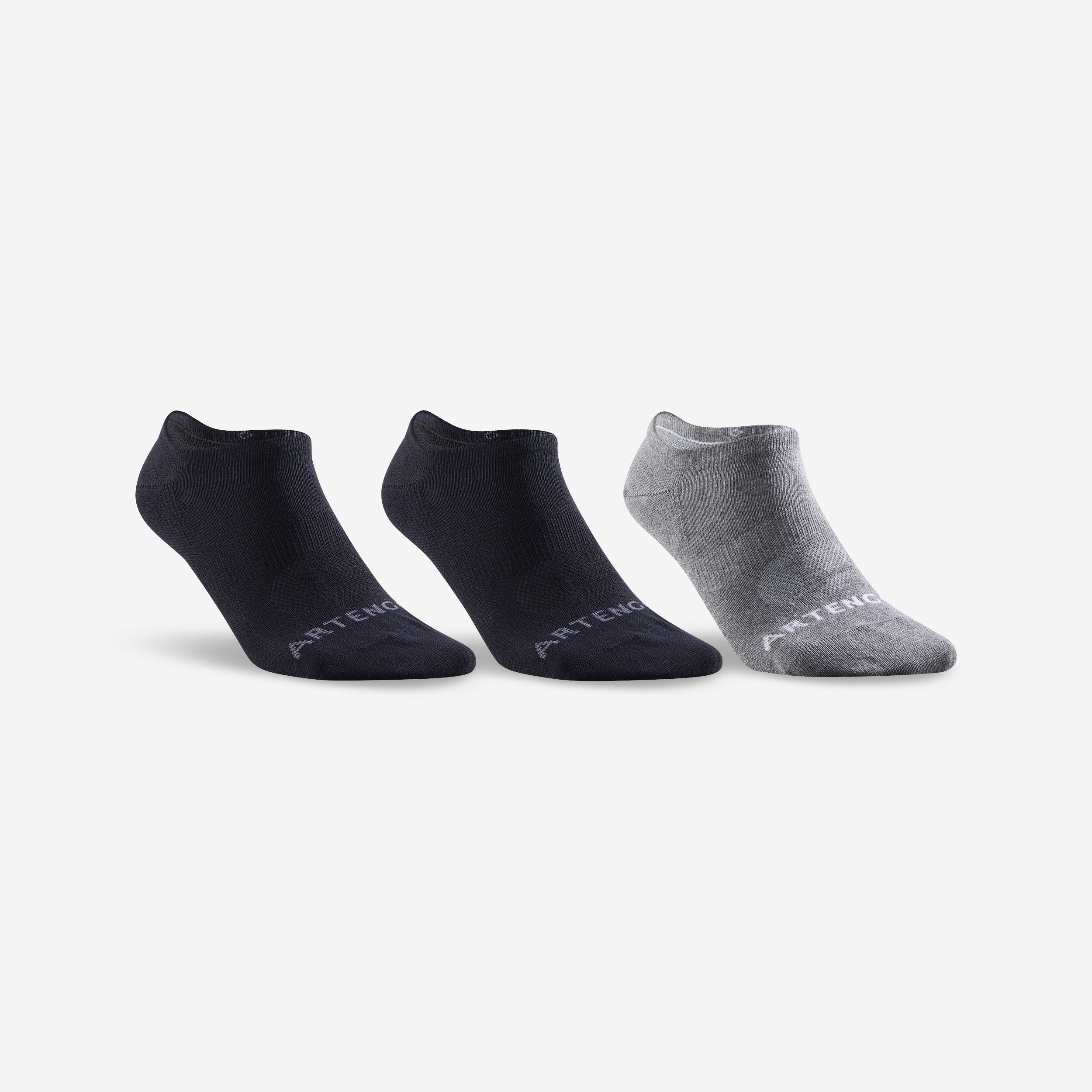 Meias curtas desportos de raquete adulto rs 160 preto cinzento (3 pares)