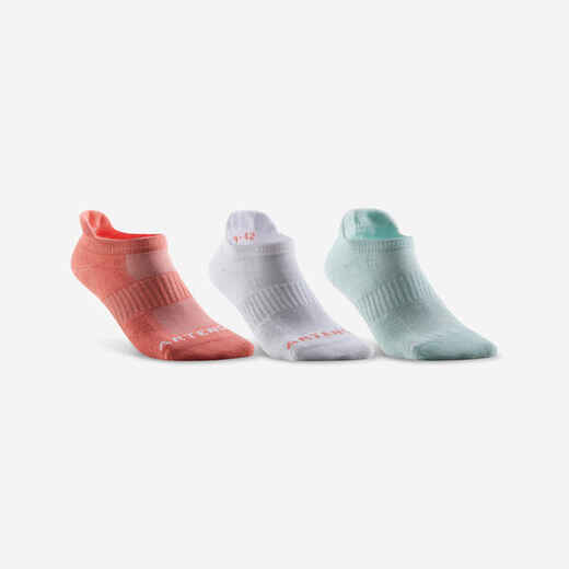 
      CHAUSSETTES DE SPORT BASSES ARTENGO RS 500 ROSE BLANC VERT LOT DE 3
  