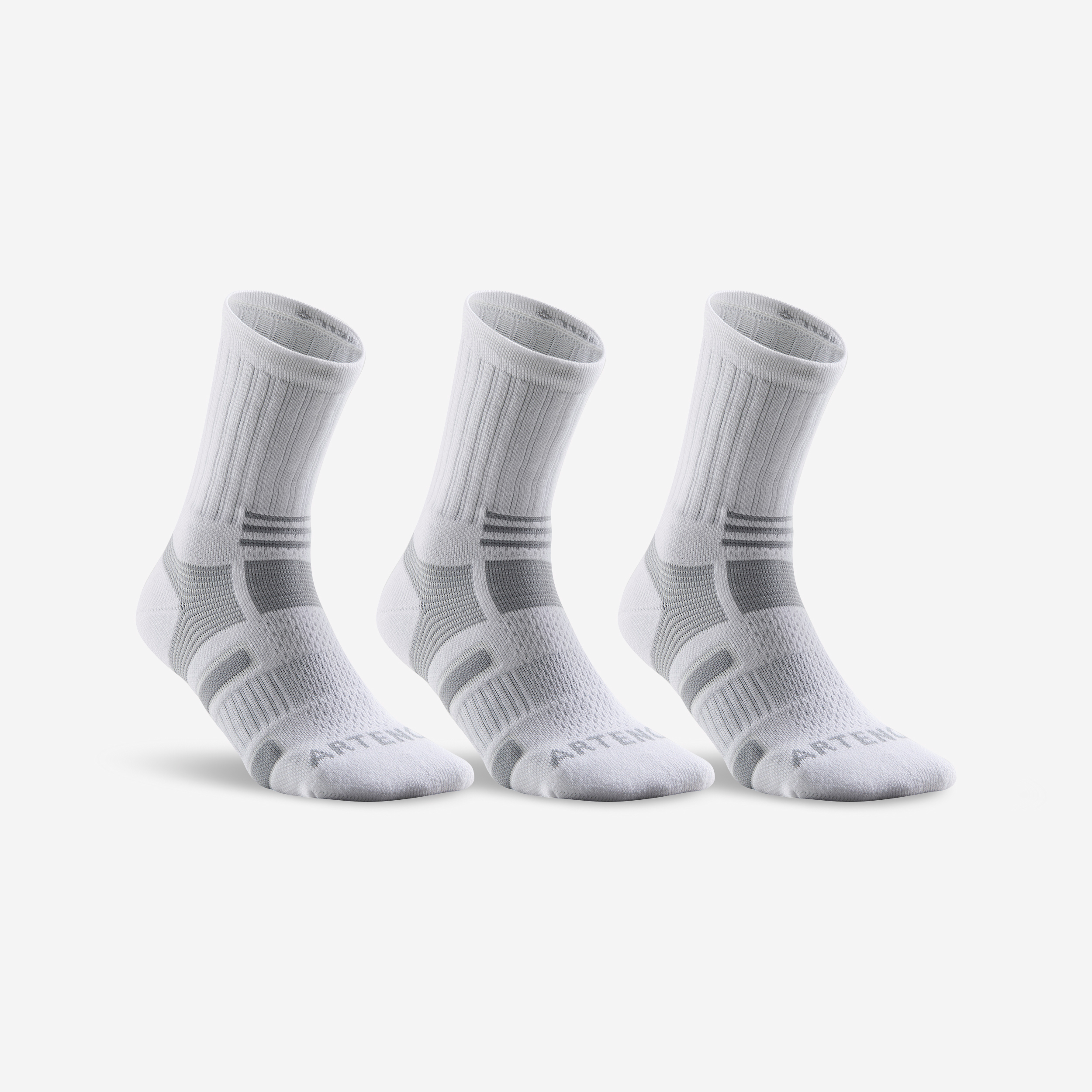 Chaussettes de sport hautes artengo rs 560 blanc gris lot de 3 - Tennis - Artengo- Clubs - Entreprises - Collectivités - Associations