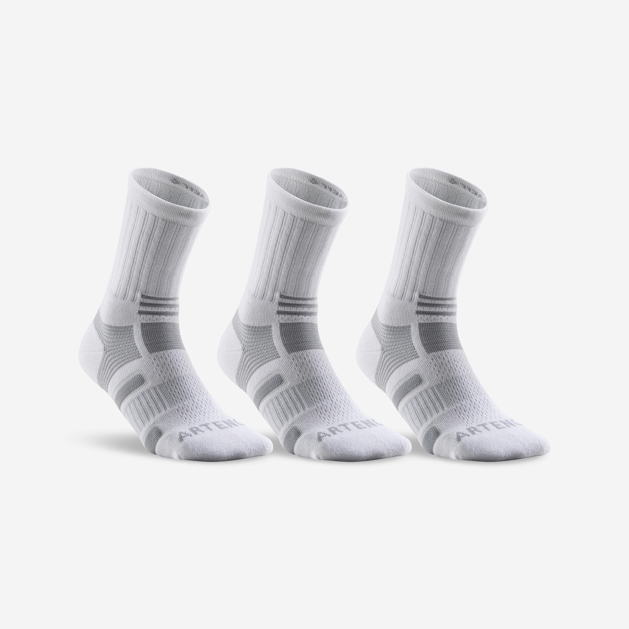 ARTENGO High Sport Socks RS 560 Tri-Pack - White/Grey