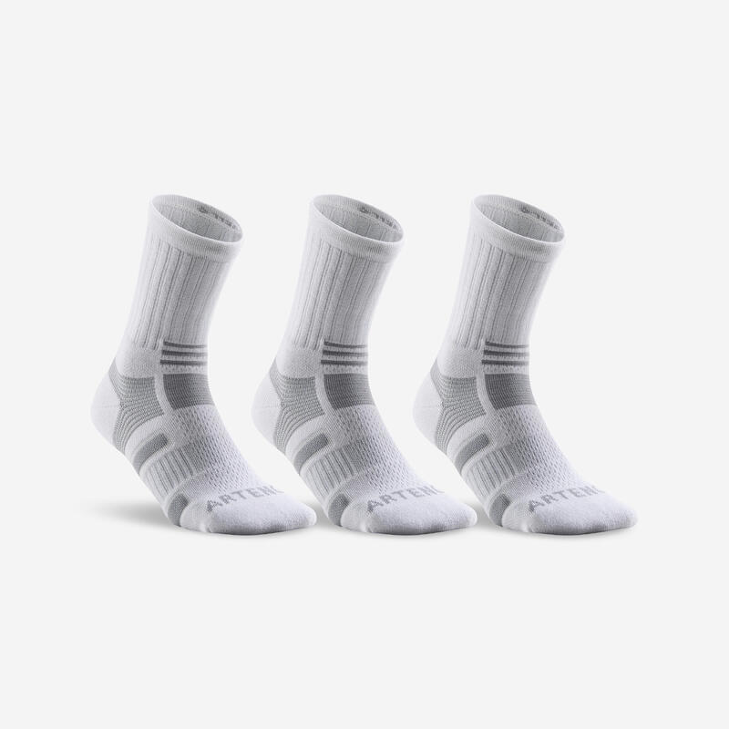 Calcetines altos de tenis Pack de 3 Artengo RS 560 blanco gris