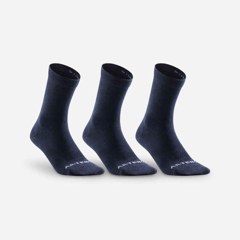 Μακριές αθλητικές κάλτσες RS 160 πακέτο των 3 - Μπλε Navy