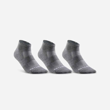 Čarape za sportove s reketom 100 srednje visoke za odraslesive tri para