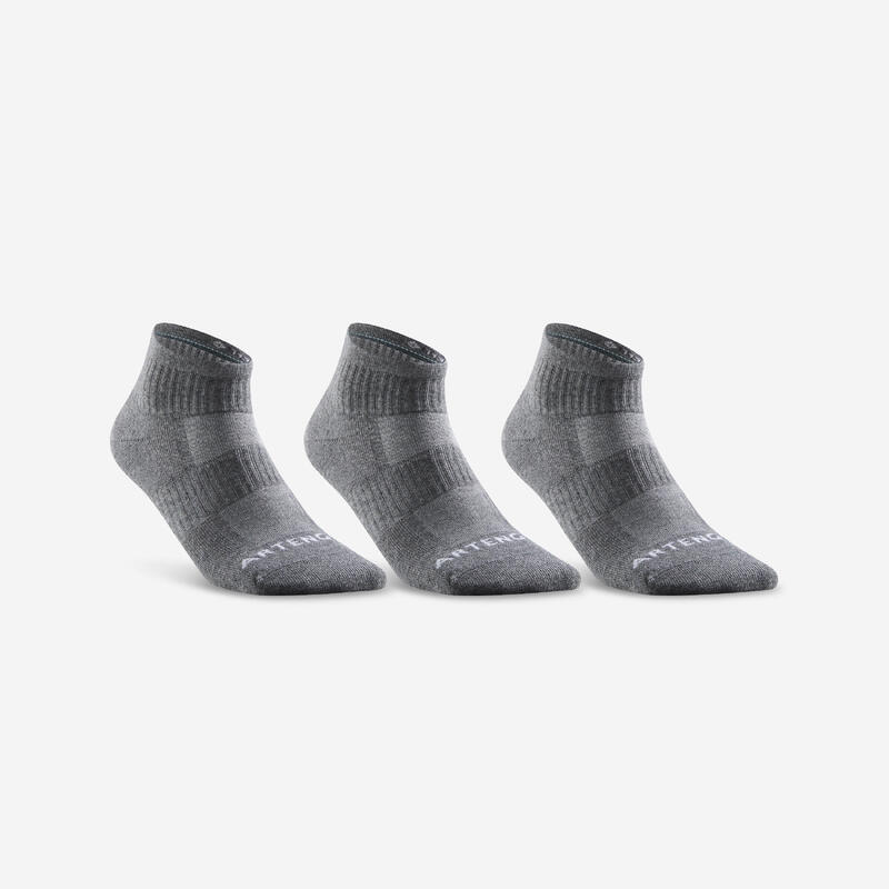 Polovysoké tenisové ponožky RS500 černé 3 páry 