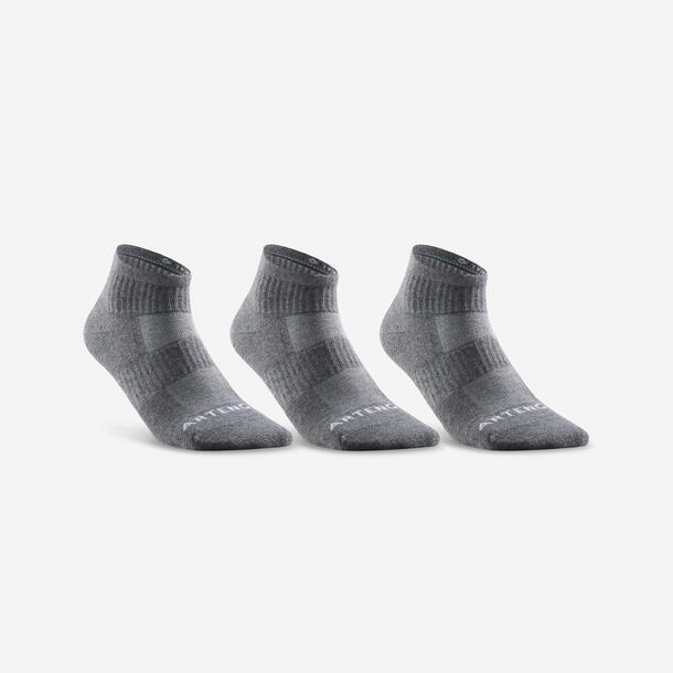 Mid-Cut Sport Socks Artengo RS500 Tri-Pack - Grey