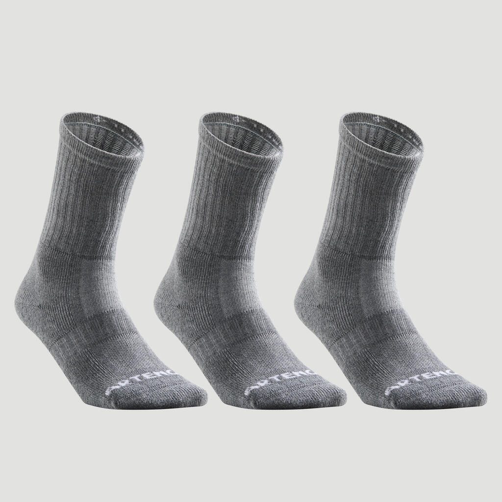 High Tennis Socks RS 500 Tri-Pack - Grey