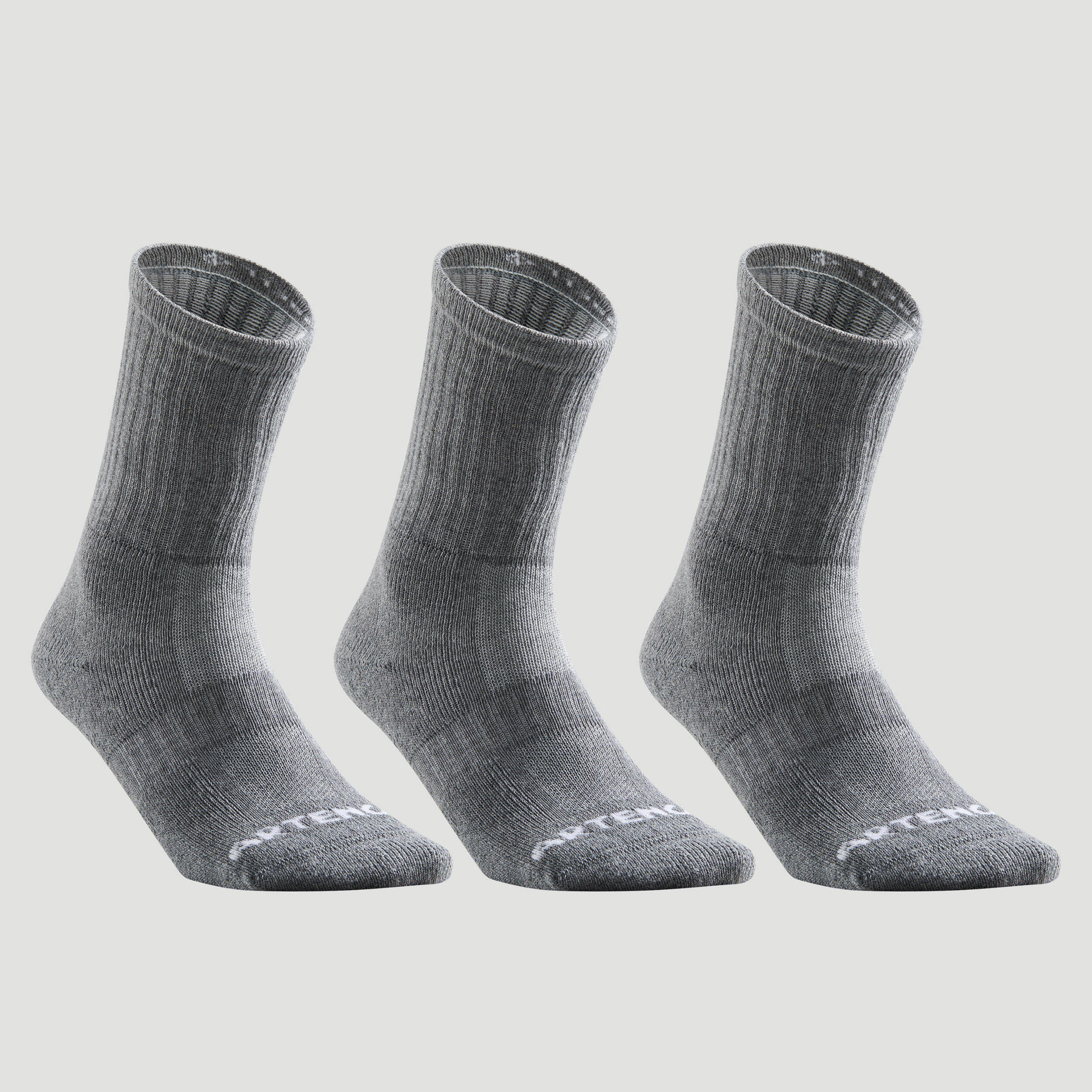 Chaussettes de Tennis Hautes Lot de 3 - RS 500 grises - ARTENGO