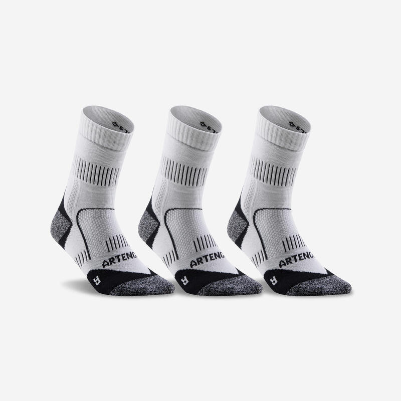 Vysoké tenisové ponožky RS900 3 páry bílo-šedé