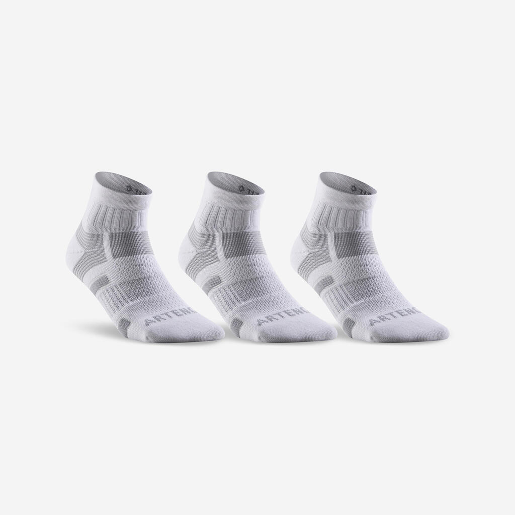 CHAUSSETTES DE SPORT MI-HAUTES ARTENGO RS 560 NOIR GRIS LOT DE 3