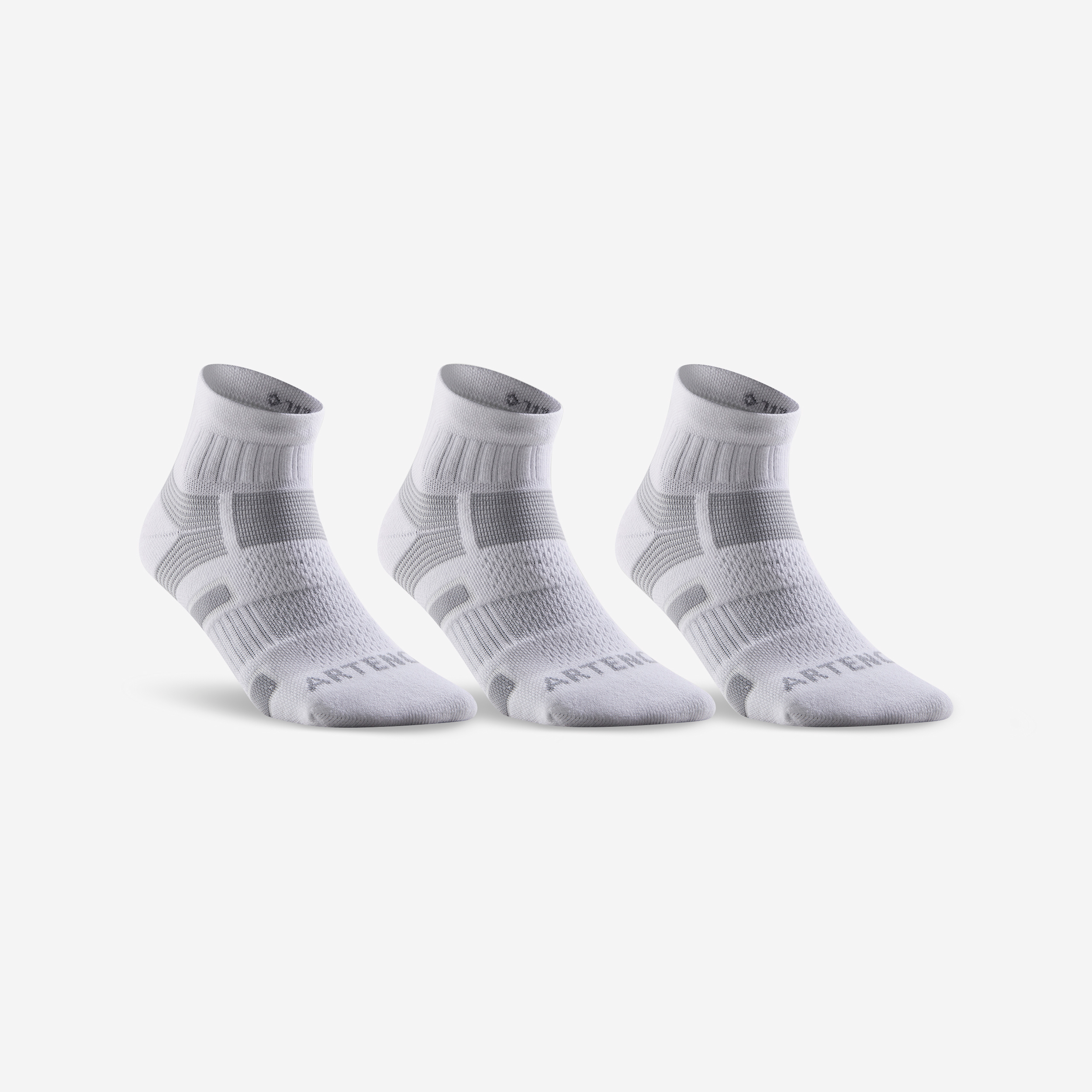 Chaussettes de sport mi-hautes artengo rs 560 blanc gris lot de 3 - Tennis - Artengo- Clubs - Entreprises - Collectivités - Associations