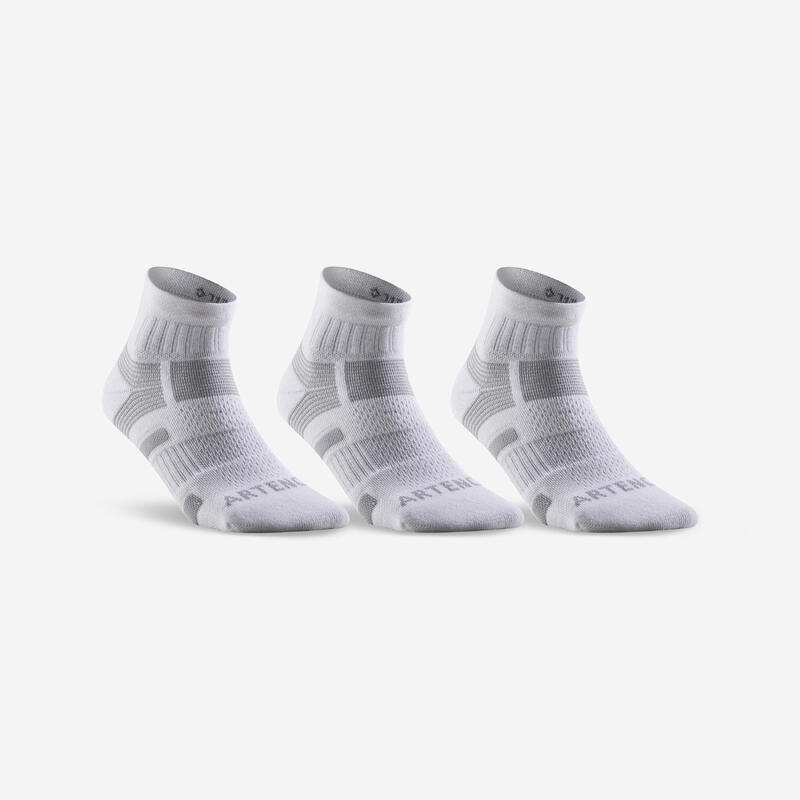 Polovysoké tenisové ponožky RS560 bílo-šedé 3 páry 
