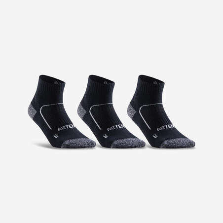 CHAUSSETTES DE SPORT MI-HAUTES ARTENGO RS 900 NOIR  BLANC LOT DE 3