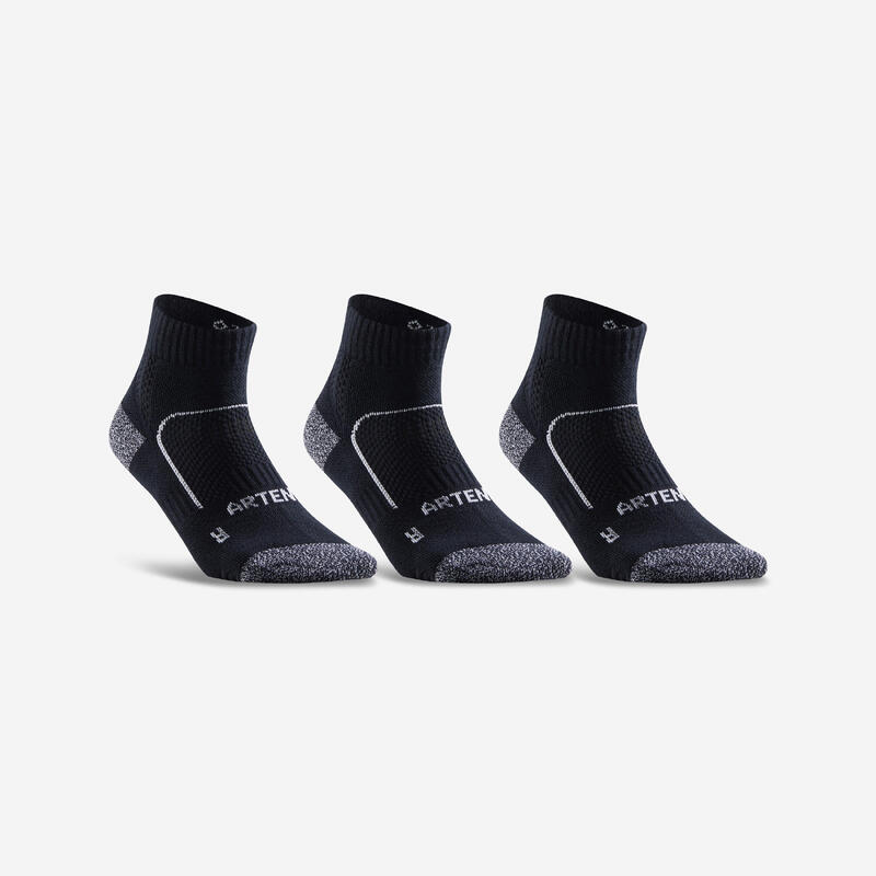Tennissocken Artengo RS 900 Mid 3er-Pack schwarz/weiss