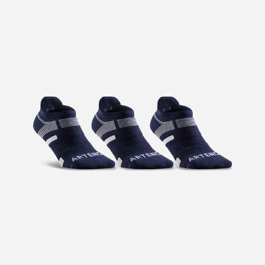 
      Čarape za sportove s reketom RS160 niske 3 para mornarski plavo-bijele
  