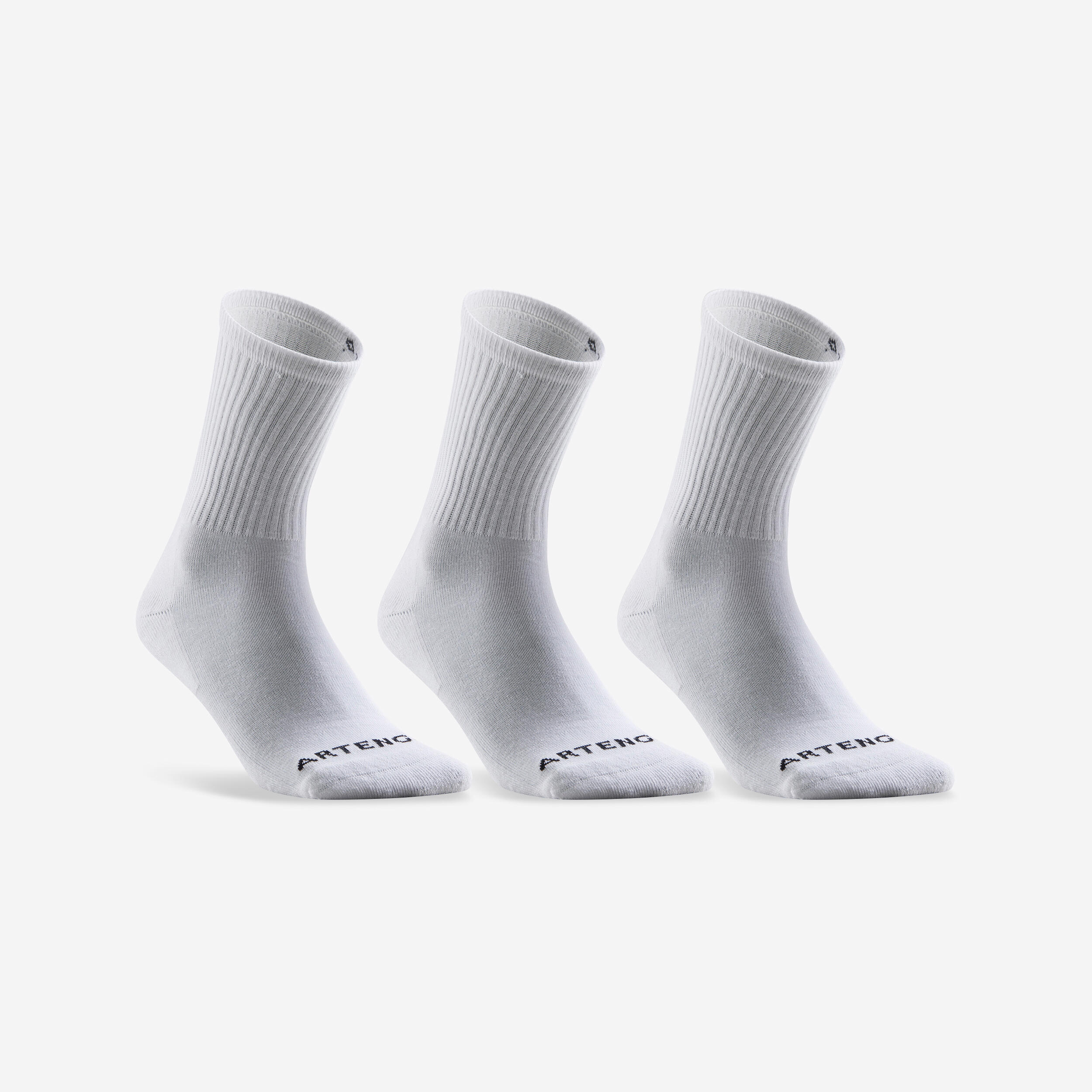 Vysoké tenisové ponožky RS100 bílé 3 páry