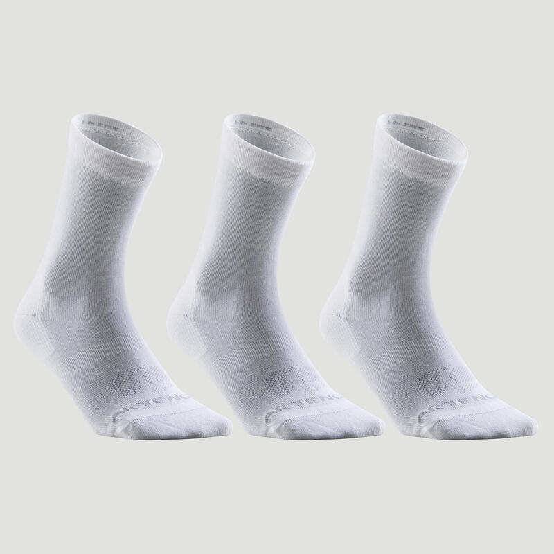Vysoké tenisové ponožky RS160 3 páry bílé